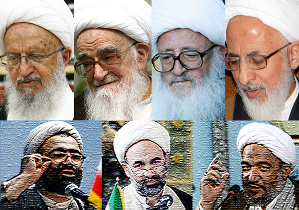 مراجع تقلید(بالا) و روحانیون حامی دولت(پایین)