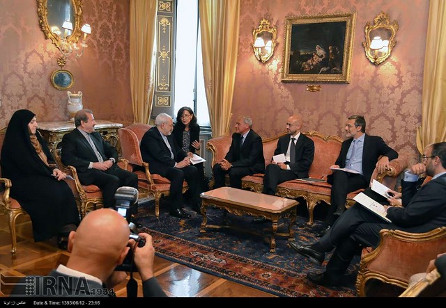 دیدار ظریف با  وزیر خارجه و رییس سنای ایتالیا (عکس)