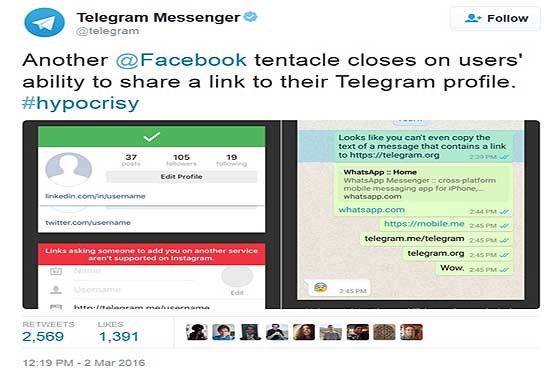 شلیک ناجوانمردانه اینستاگرام به‌ تلگرام!