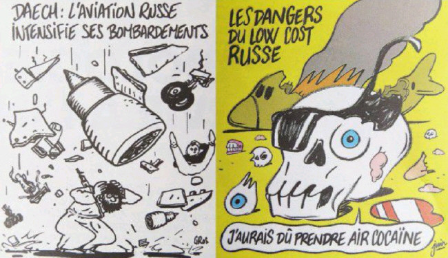 کاریکاتور شارلی ابدو از سقوط هواپیمای روس در جزیره سینا (+عکس)