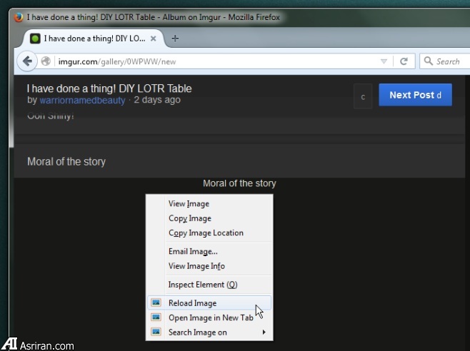 بارگذاری مجدد عکس‌ها در فایرفاکس بدون بازنشانی صفحه
