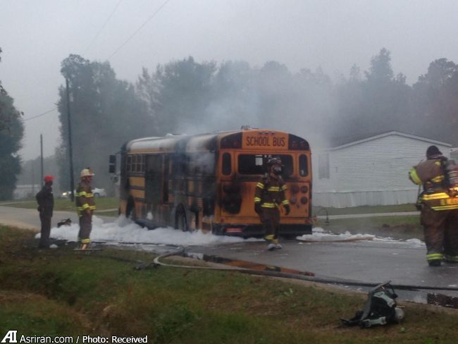 حریق اتوبوس با 15 دانش‌آموز در انگلیس