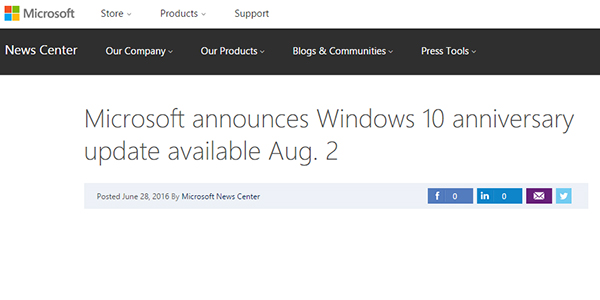 آپدیت سالگرد ویندوز 10 عرضه خواهد شد