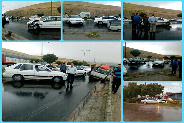 تصادف زنجیره ای 37 خودرو در محور گرمسار- تهران