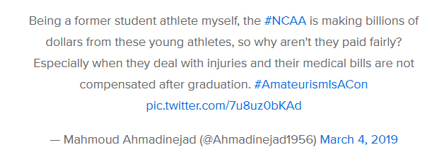 دغدغه احمدی نژاد برای حقوق قهرمانان ورزشی دانشجوی آمریکا