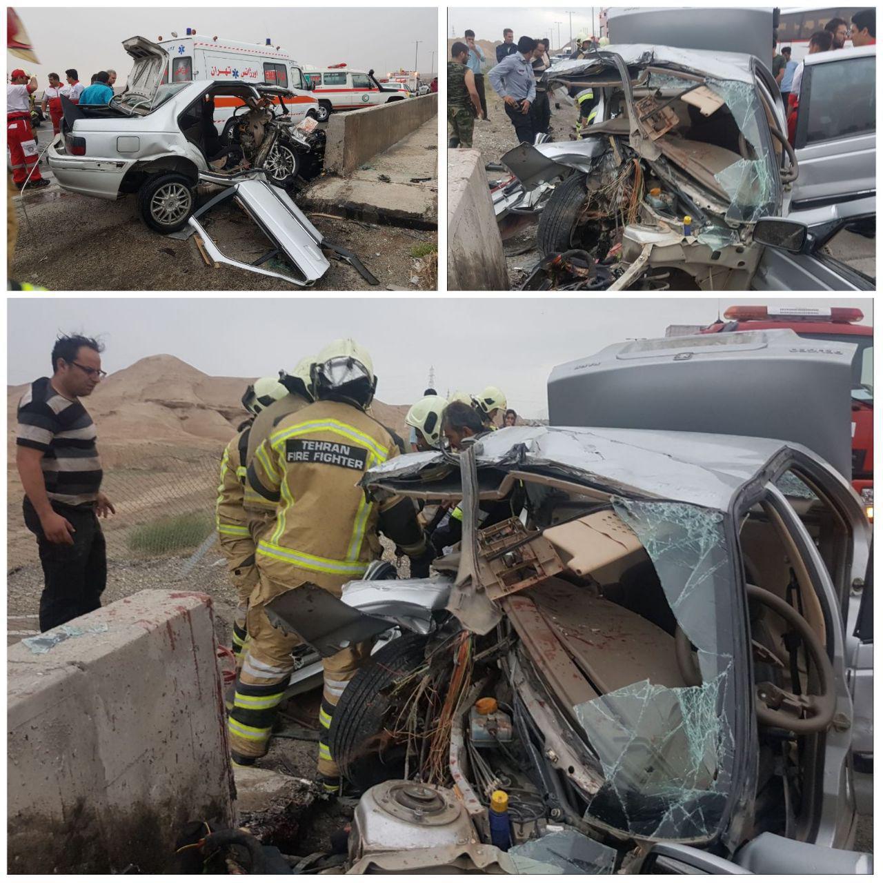2 کشته در سانحه رانندگی در جاده تهران - قم (+عکس)