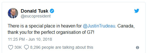 کاخ سفید: جای نخست وزیر کانادا در جهنم است!/ اتحادیه اروپا: جای 