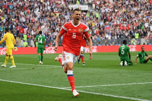 شکست سنگین عربستان مقابل روسیه در بازی افتتاحیه شکست سنگین عربستان مقابل روسیه در بازی افتتاحیه