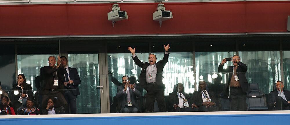 شادی وزیر ورزش بعد از گل برتری ایران مقابل مراکش ( عکس)