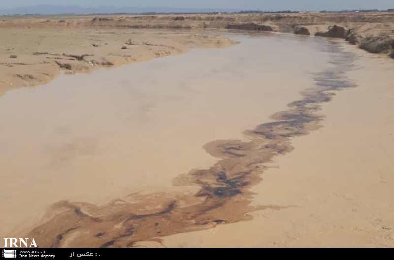 لکه های نفتی 15 کیلومتری در رودخانه های فصلی گناوه (+عکس)