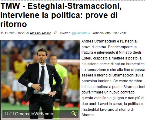 کمک وزیر خارجه برای بازگرداندن استراماچونی استراماچونی