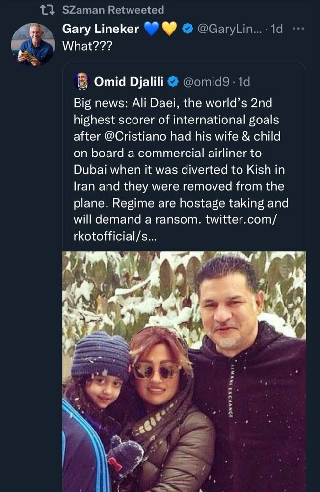 واکنش مجری معروف به ممنوع‌الخروجی همسر و دختر علی دایی