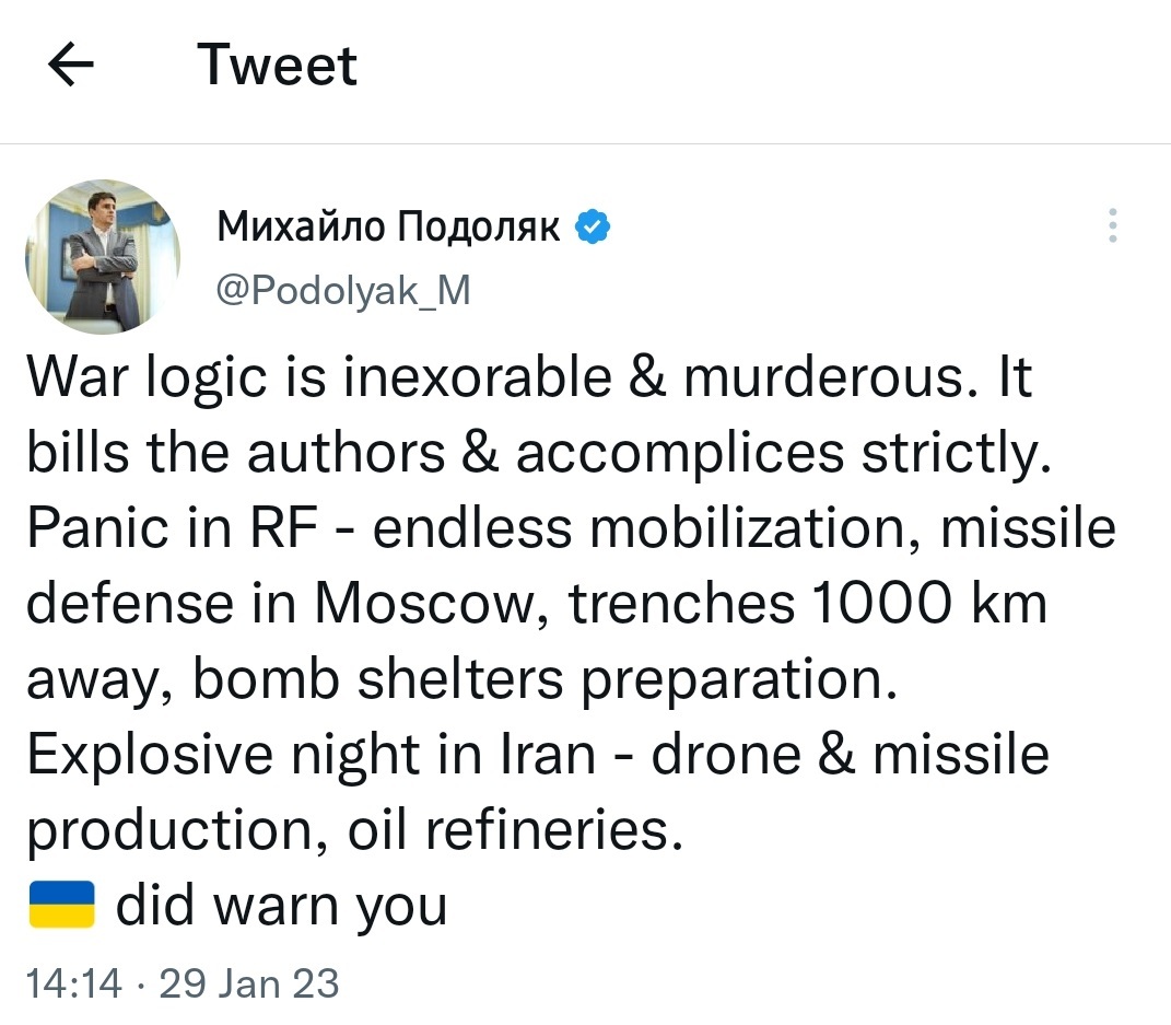 حمله پهپادی اصفهان؛ مقام اوکراینی: جنگ، همدستانش را بازخواست میکند / احضار کاردار اوکراین / پنتاگون: نظامیان امریکا مشارکت نداشتند / والاستریتژورنال: اسرائیل عامل حمله است حمله پهپادی اصفهان؛ مقام اوکراینی: جنگ، همدستانش را بازخواست میکند / احضار کاردار اوکراین / پنتاگون: نظامیان امریکا مشارکت نداشتند / والاستریتژورنال: اسرائیل عامل حمله است