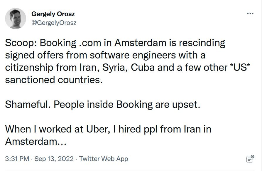 تصمیم جنجالی بوکینگ‌دات‌کام به بهانه تحریم‌های آمریکا / احتمال اخراج مهندسان ایرانی