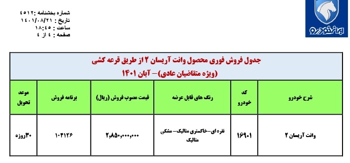 آغاز فروش فوری