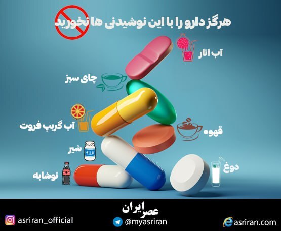 هرگز دارو را با این نوشیدنی ها نخورید (اینفوگرافیک)