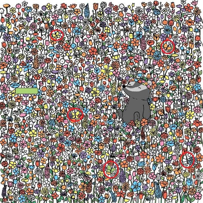 باشگاه مغز | پروانه های پنهان بین گل ها را پیدا کنید باشگاه مغز | پروانه های پنهان بین گل ها را پیدا کنید