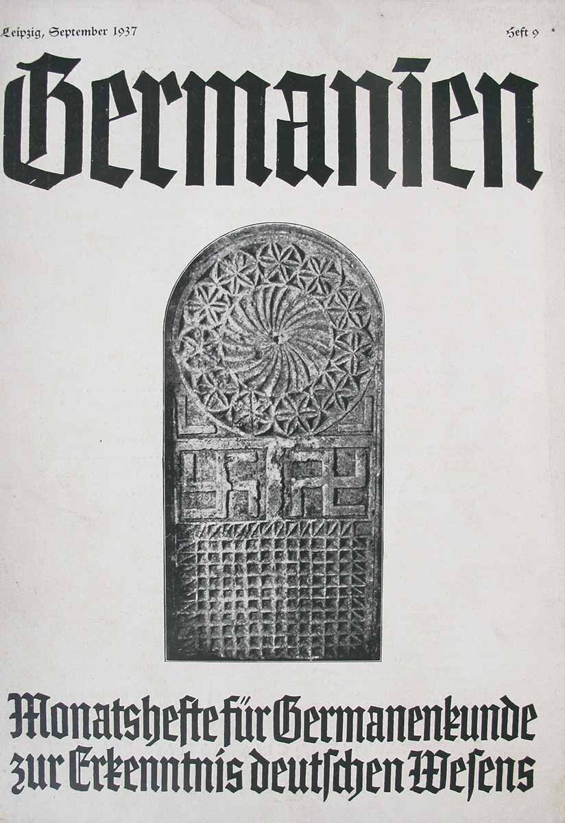 نسخهای از شماره سپتامبر ۱۹۳۷ مجلهٔ «ژرمانیین» (Germanien)، متعلق به سازمان آهننربه. منبع: موزه تاریخی آلمان (Deutsches Historisches Museum) نسخهای از شماره سپتامبر ۱۹۳۷ مجلهٔ «ژرمانیین» (Germanien)، متعلق به سازمان آهننربه. منبع: موزه تاریخی آلمان (Deutsches Historisches Museum)