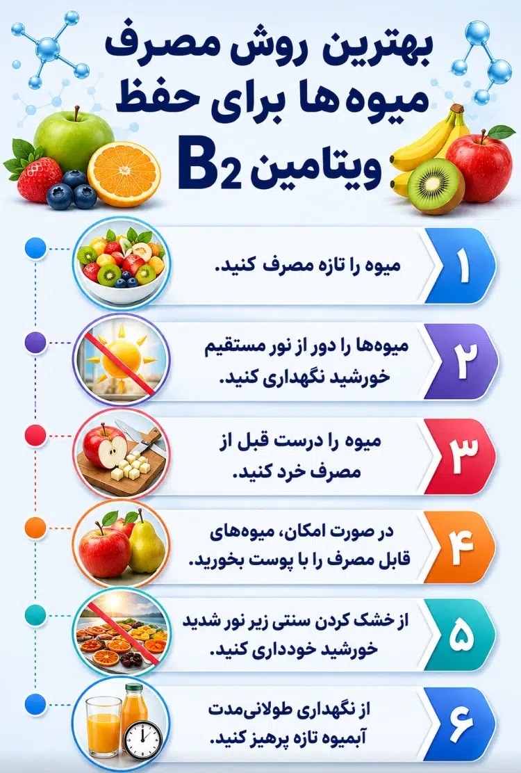 بهترین روش مصرف میوهها برای حفظ ویتامین B2 بهترین روش مصرف میوهها برای حفظ ویتامین B2