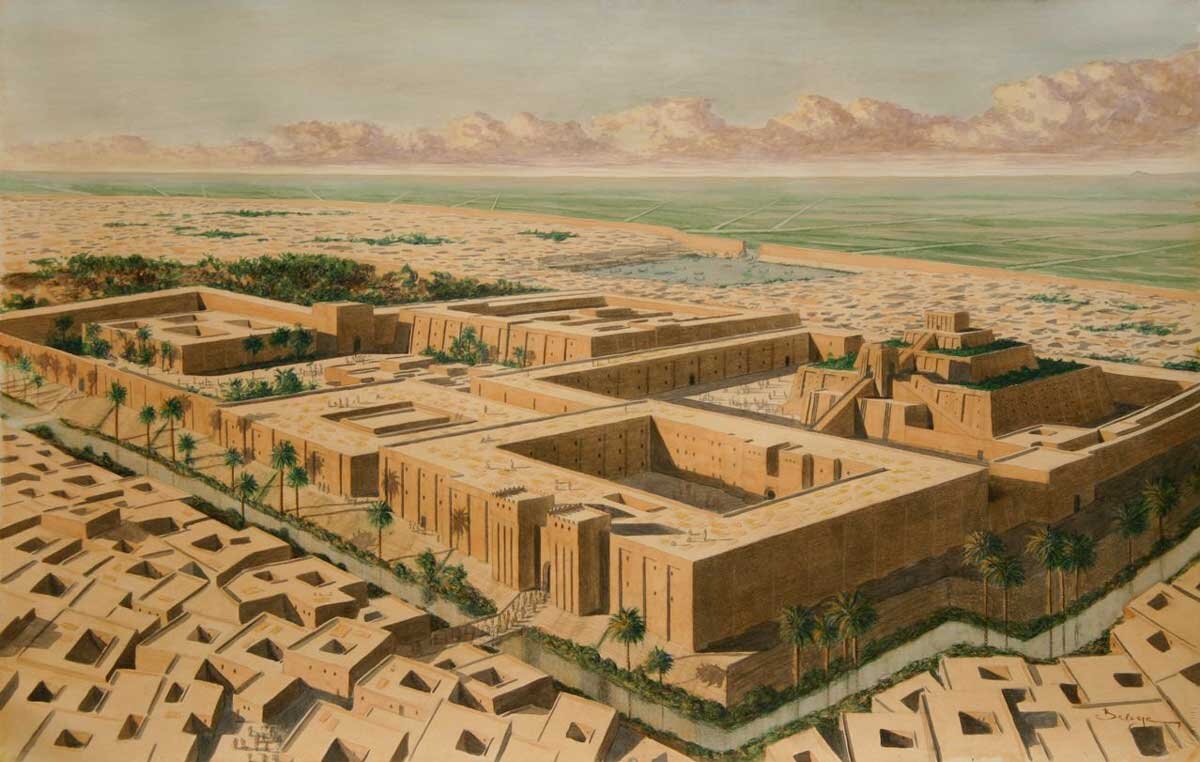 تصویر هنری از یک شهر سومری، برگرفته از سفارت جمهوری عراق تصویر هنری از یک شهر سومری، برگرفته از سفارت جمهوری عراق