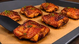 طرز تهیه ران مرغ عسلی در فر با سیب‌زمینی پنیری؛ شامی خوشمزه و آبدار