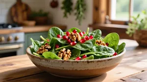 طرز تهیه سالاد اسفناج و انار مجلسی+ سس مخصوص
