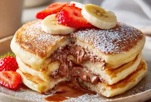 طرز تهیه پنکیک نوتلای مغزدار