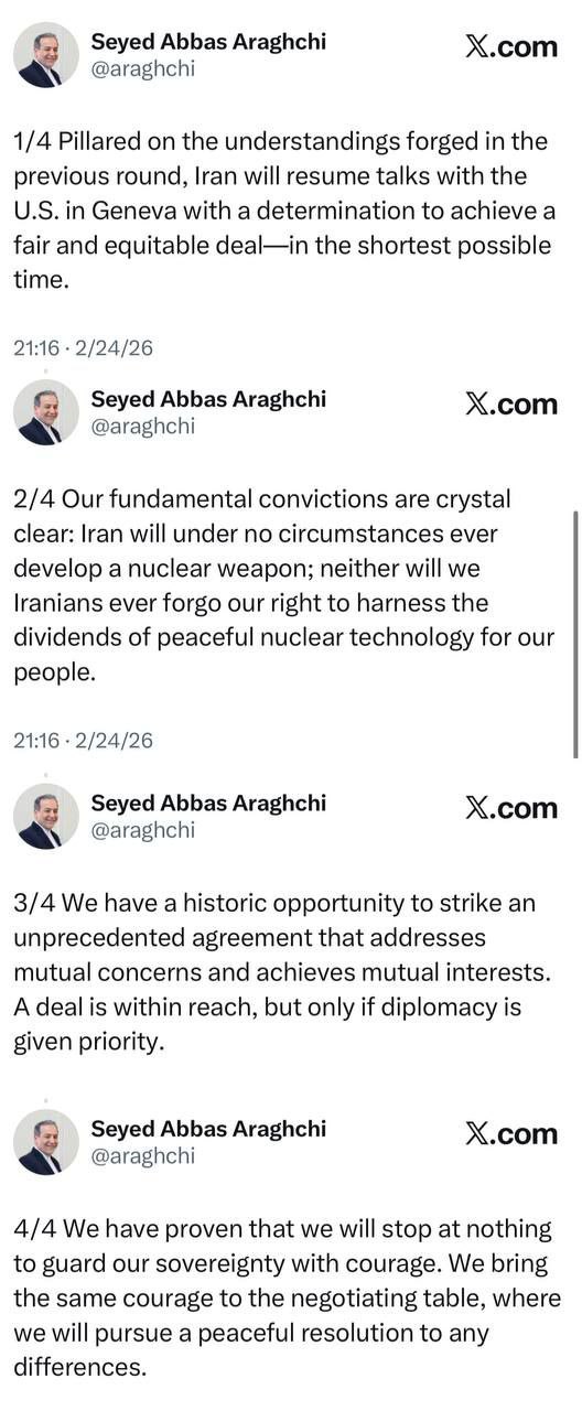 عراقچی: اگر به دیپلماسی اولویت داده شود، دستیابی به توافق ممکن است عراقچی: اگر به دیپلماسی اولویت داده شود، دستیابی به توافق ممکن است