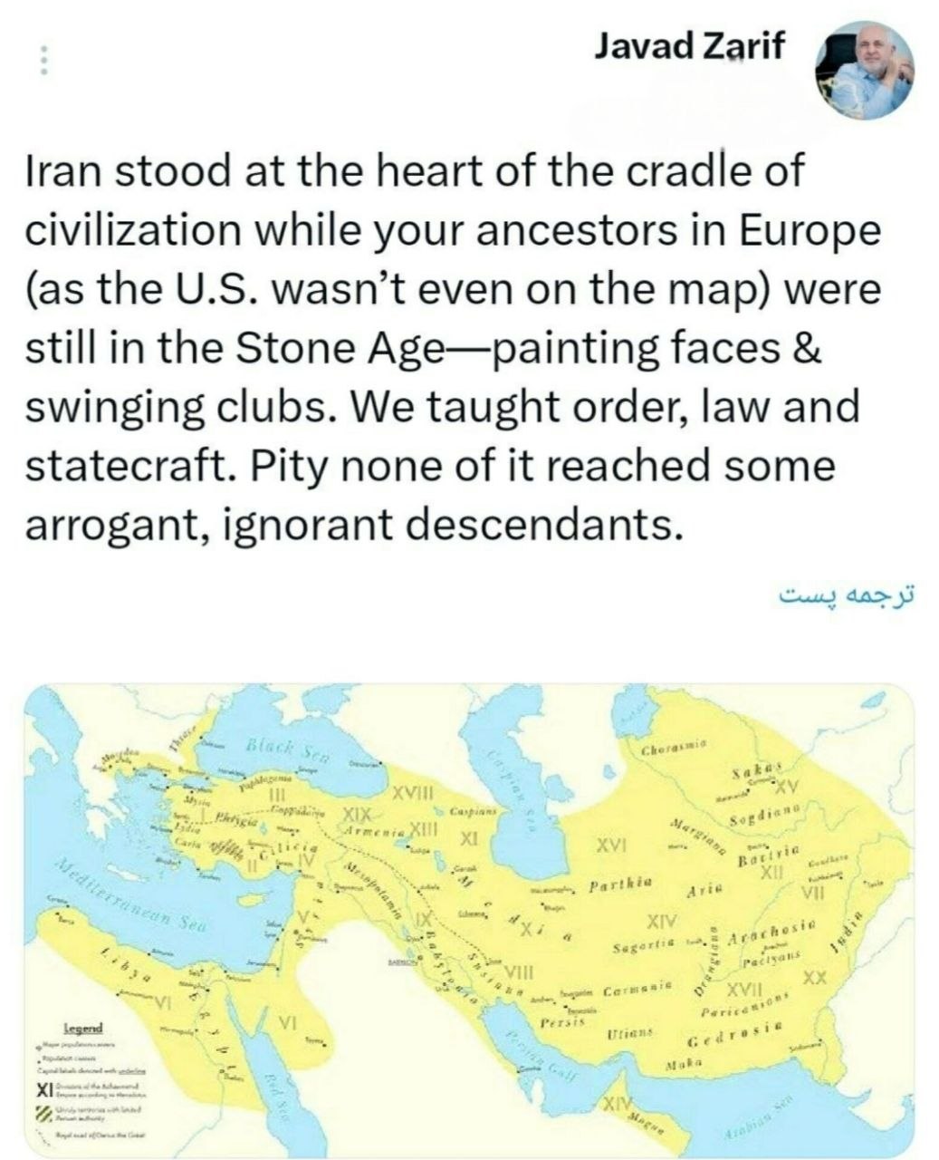 پست ظریف پست ظریف خطاب به ترامپ