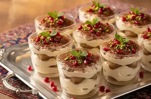 طرز تهیه دسر تک‌ نفره یلدایی: تیرامیسو انار