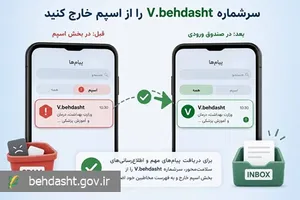 پیامک‌های اطلاع‌رسانی با سرشماره V.behdasht را در بخش پیامک های مورد اعتماد ثبت کنید