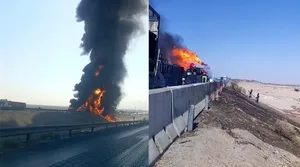 انفجار مرگبار تانکر سوخت در کمربندی یزد (فیلم)
