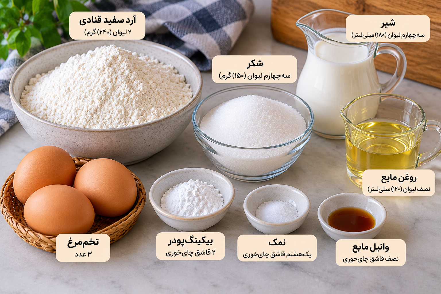 طرز تهیه کیک وانیلی پف دار بدون فر و با فر (آسان و خوشمزه)