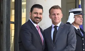 استقبال ماکرون از نخست‌وزیر عراق در کاخ الیزه